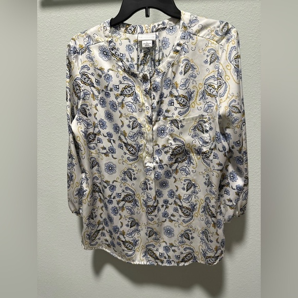 Liz Claiborne Ladies Tunic, 3/4 sleeve Size Large with small floral print EUC - Picture 1 of 14